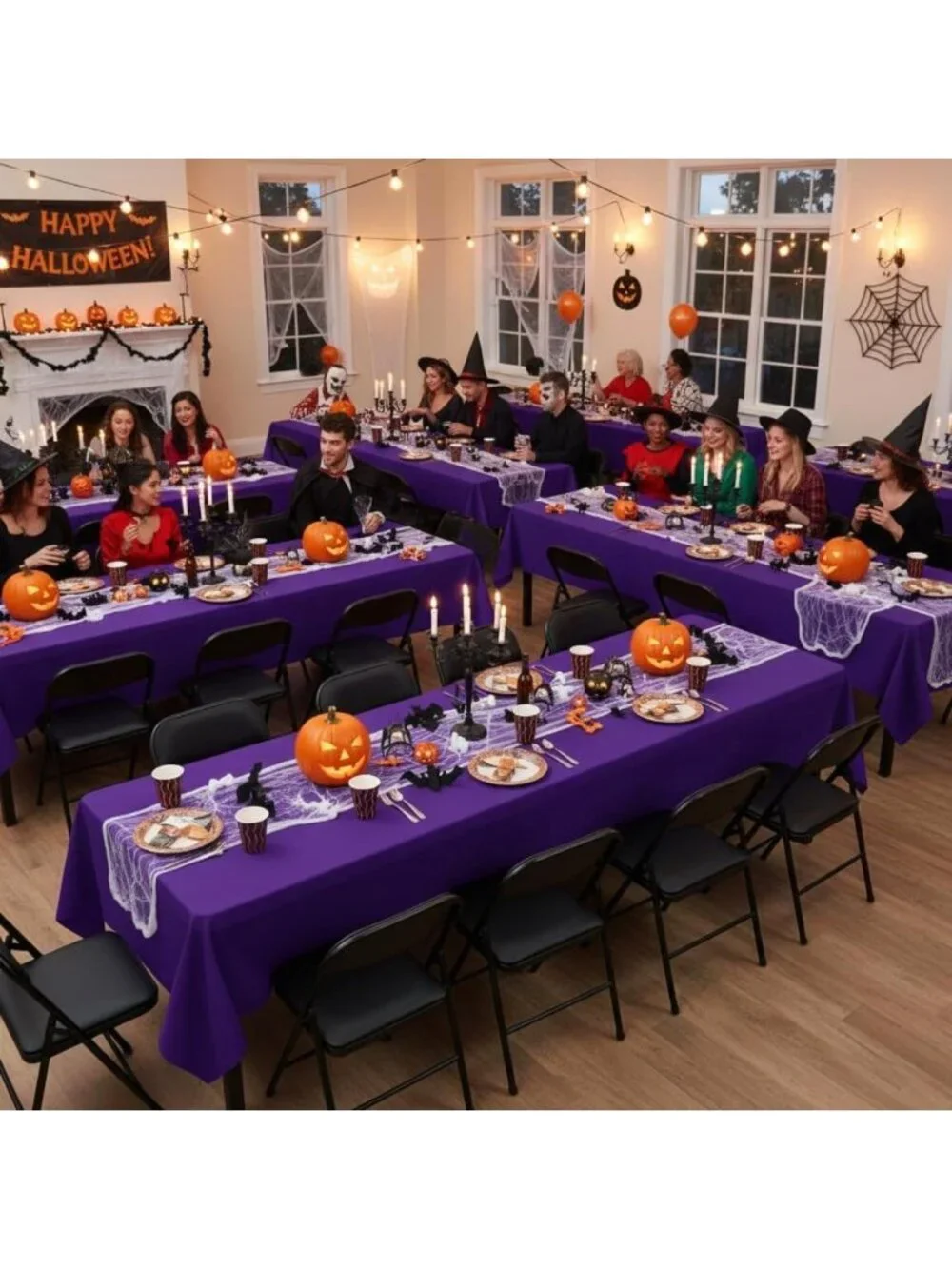 Purple Rectangle Tablecloths - 8 Pack for 8 Foot Tables, Party & Event Decor